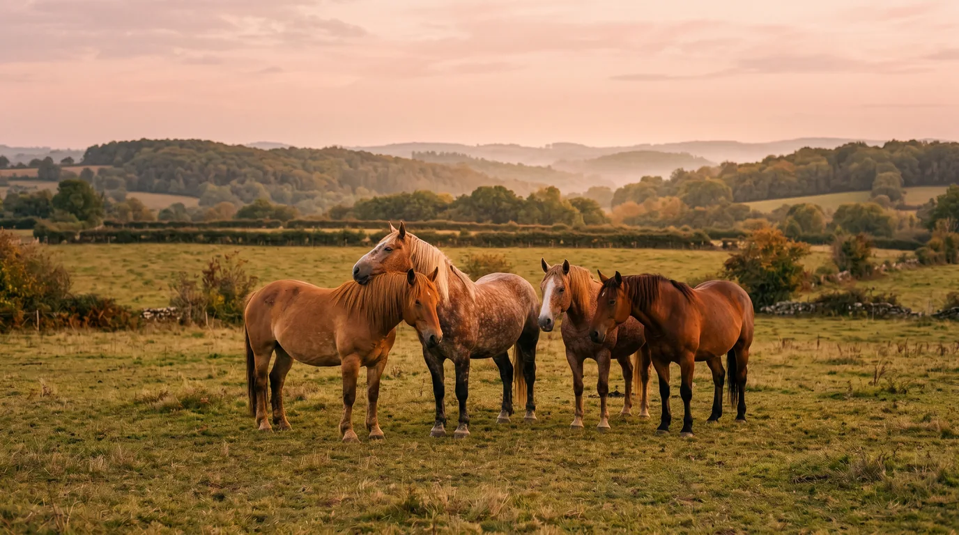 Les chevaux du Le Meynet Ranch en liberté, Dordogne
